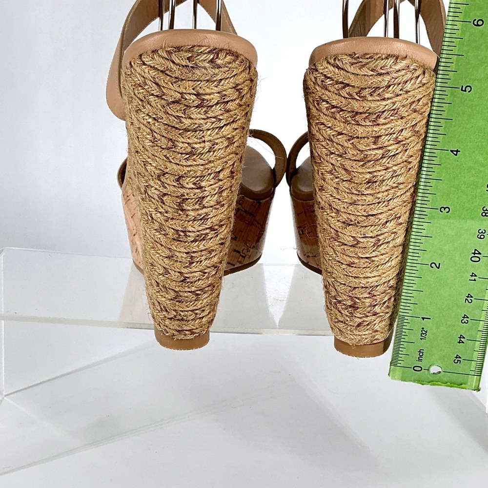 Stuart Weitzman Size 10 Tan Leather Espadrille‎ Wedge Platform Sandals NEW $495 - Picture 7 of 12